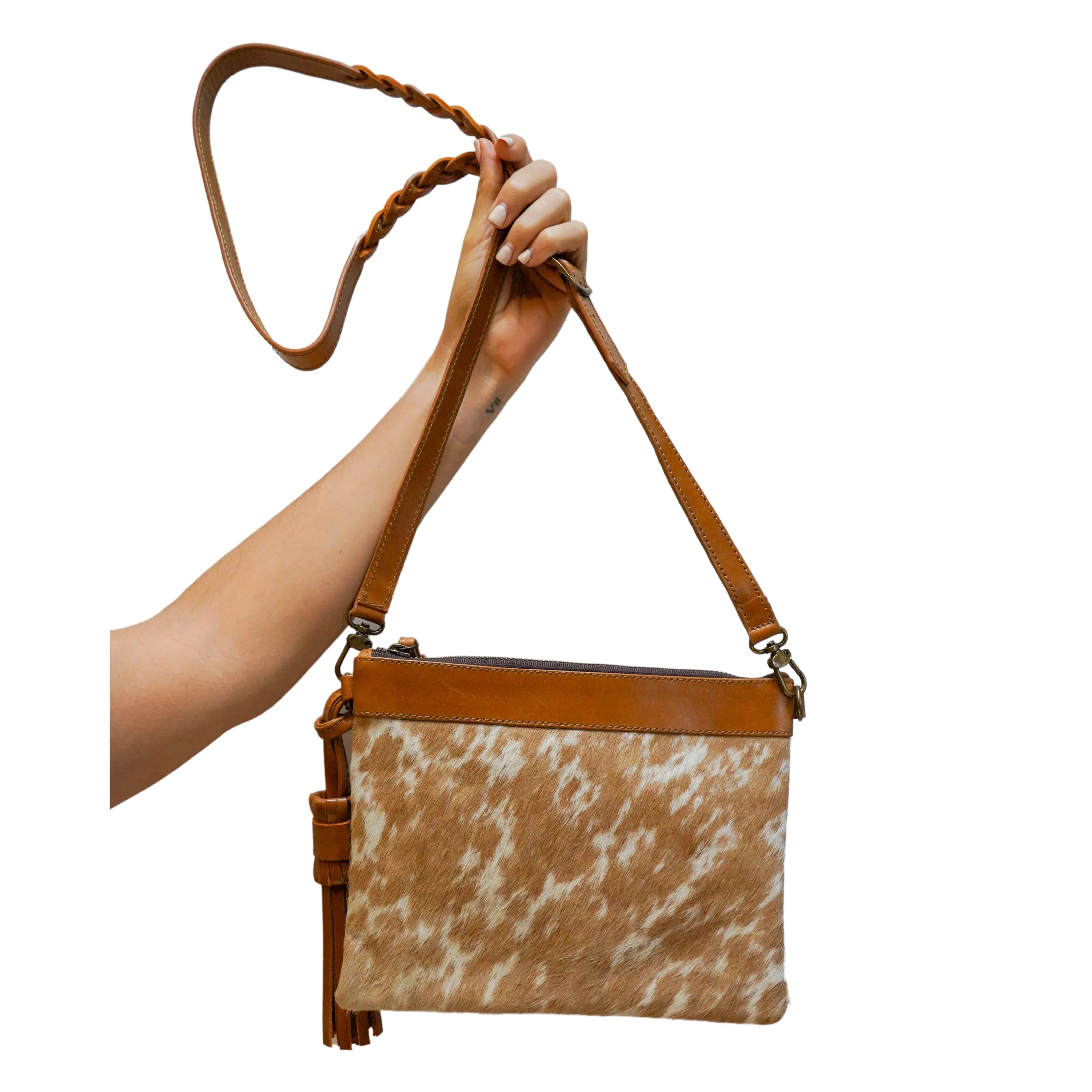 Clutch Crossbody Black And White Hair Briso