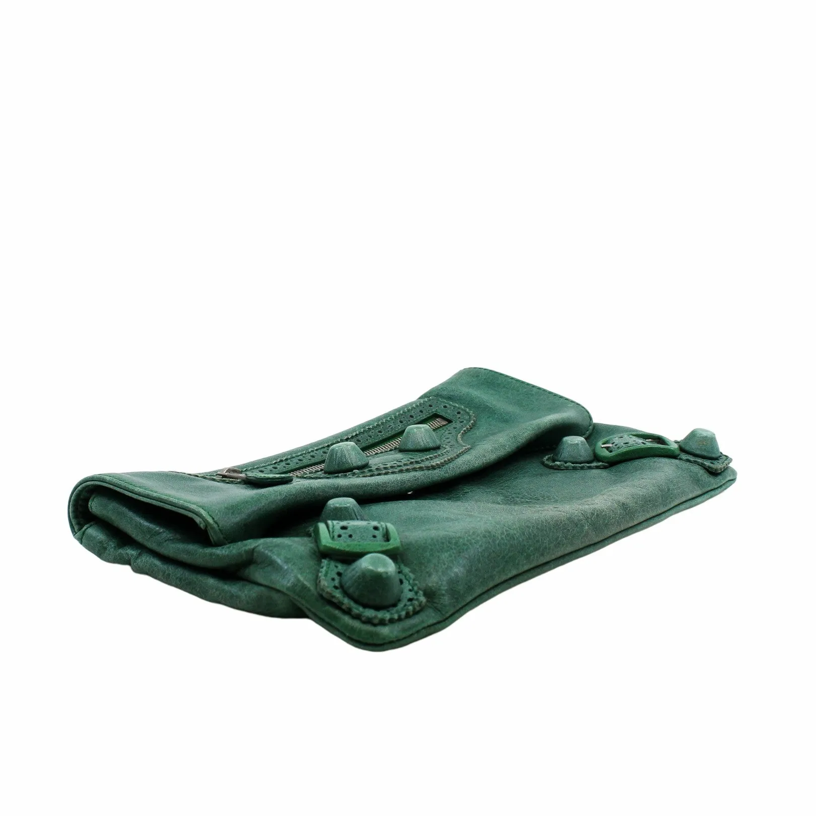 clutch leather green phw