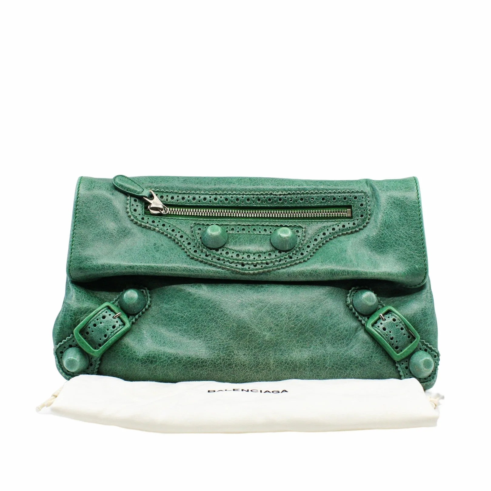 clutch leather green phw