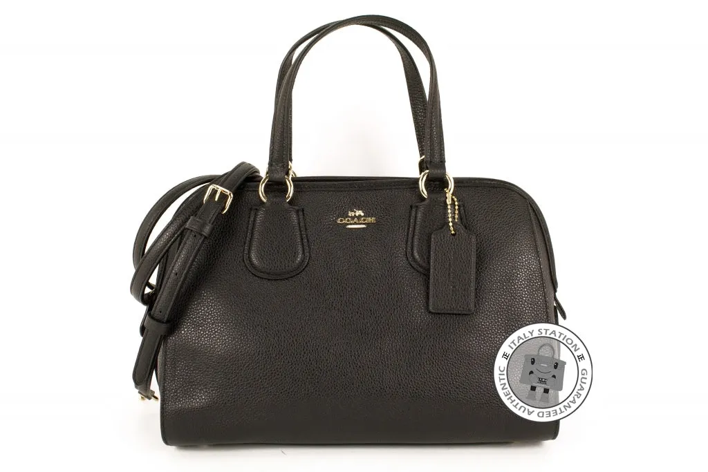 Coach 35650 Nolita Satchel IN Pebble Leather Black Leather Shoulder Bags Ghw