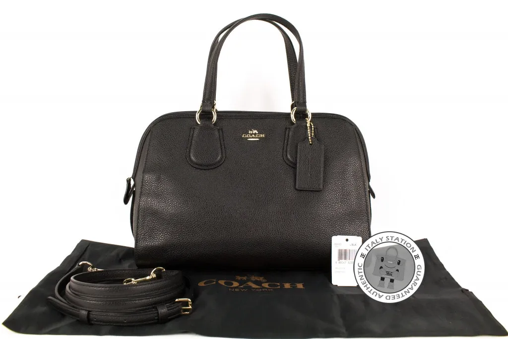 Coach 35650 Nolita Satchel IN Pebble Leather Black Leather Shoulder Bags Ghw