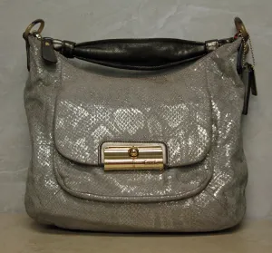 Coach Purse: 18306 Silver Hobo Bag