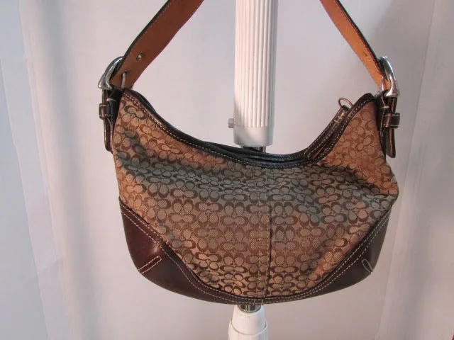 Coach Signature Brown Hobo Shoulder Bag.