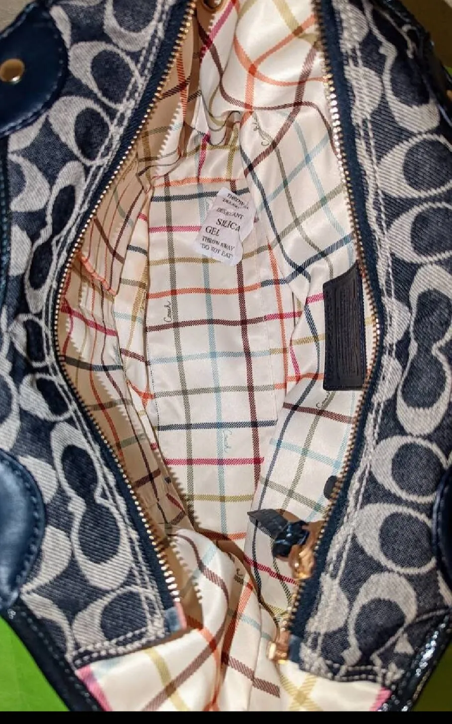 Coach Signature Denim Gallery Tote  Shoulderbag Handbag  Satchel with Wristlet