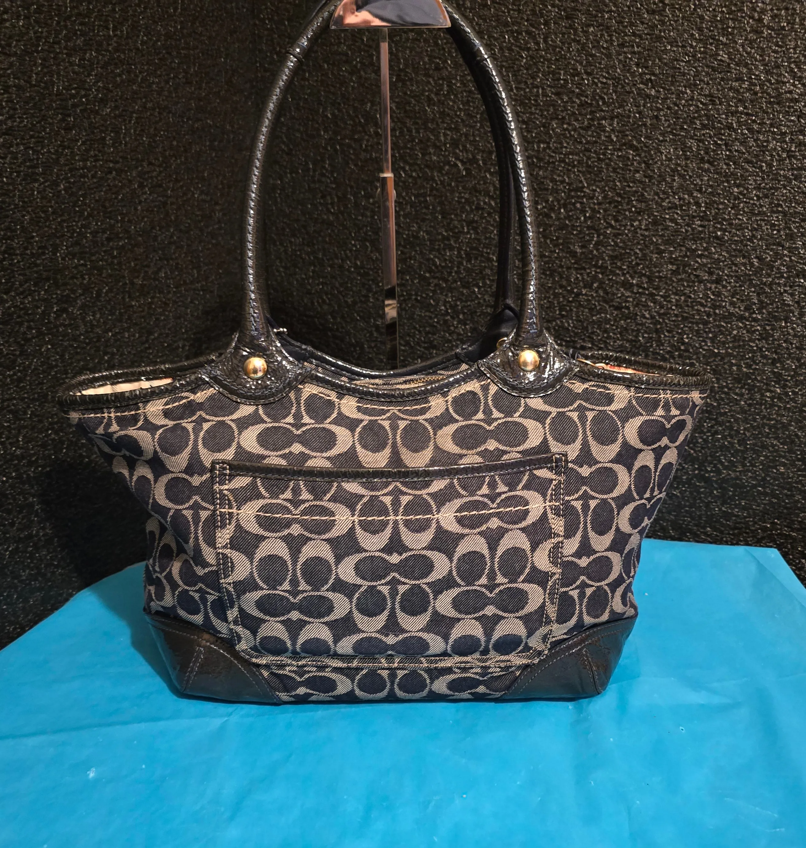 Coach Signature Denim Gallery Tote  Shoulderbag Handbag  Satchel with Wristlet