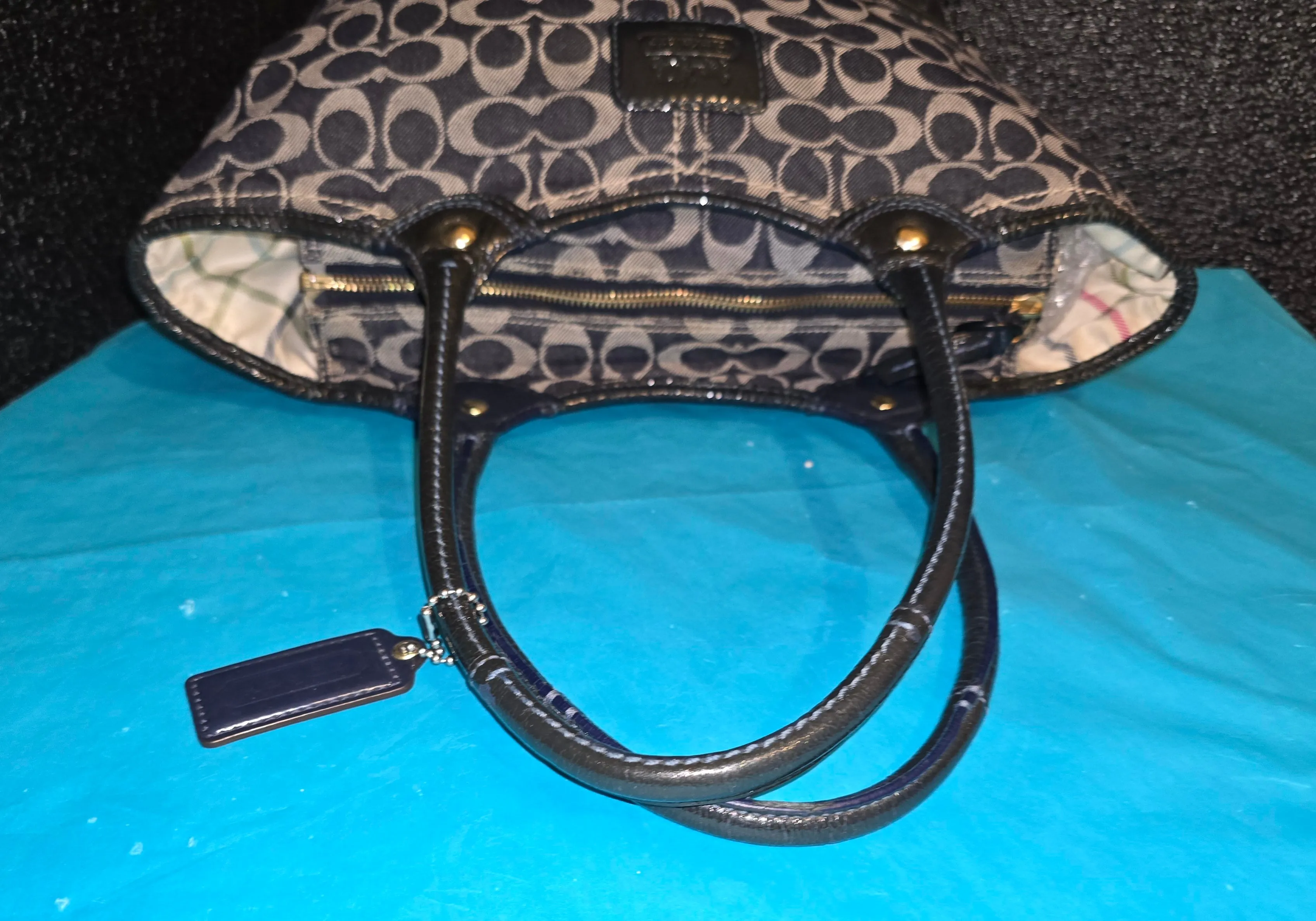 Coach Signature Denim Gallery Tote  Shoulderbag Handbag  Satchel with Wristlet