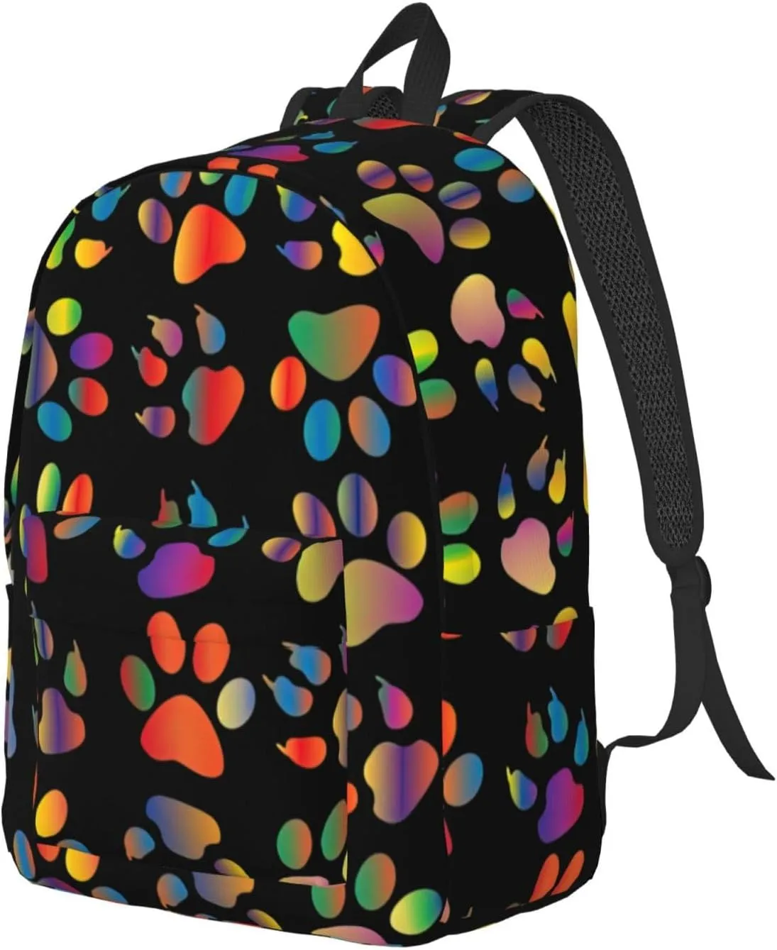 Colorful Dog Paw Print Canvas Backpack Women,Mens Travel Casual Daypack Bookbag For Laptop Work Travel Hiking
