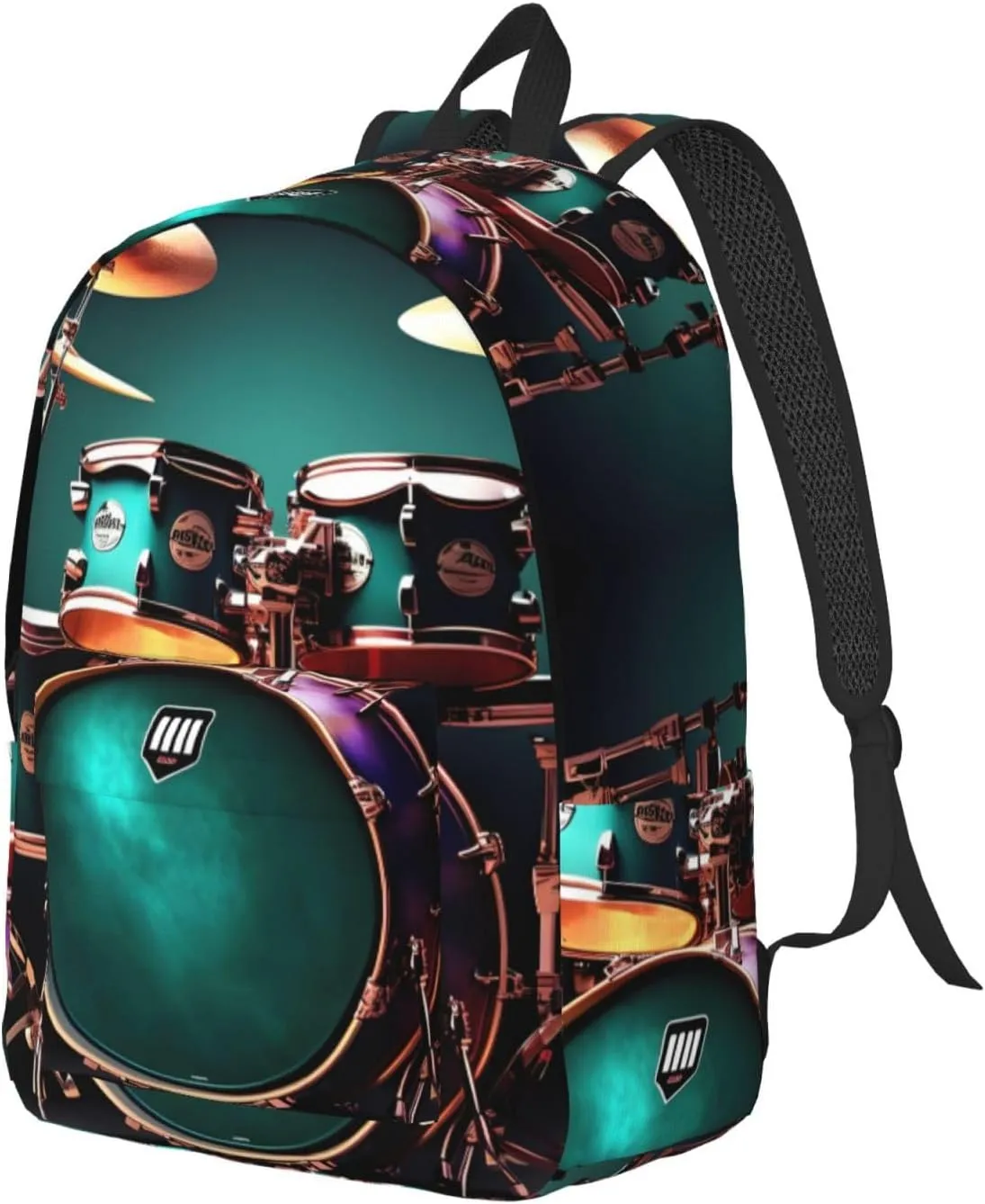 Cool Drum Set Print Canvas Backpack Women,Mens Travel Casual Daypack Bookbag For Laptop Work Travel Hiking