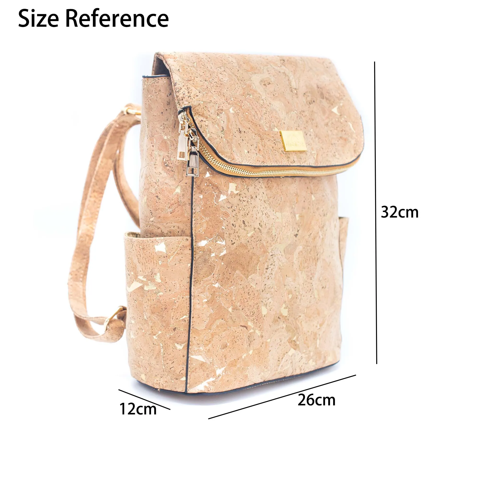 Cork Handbag | Gold Flap Bag-BAG-2090