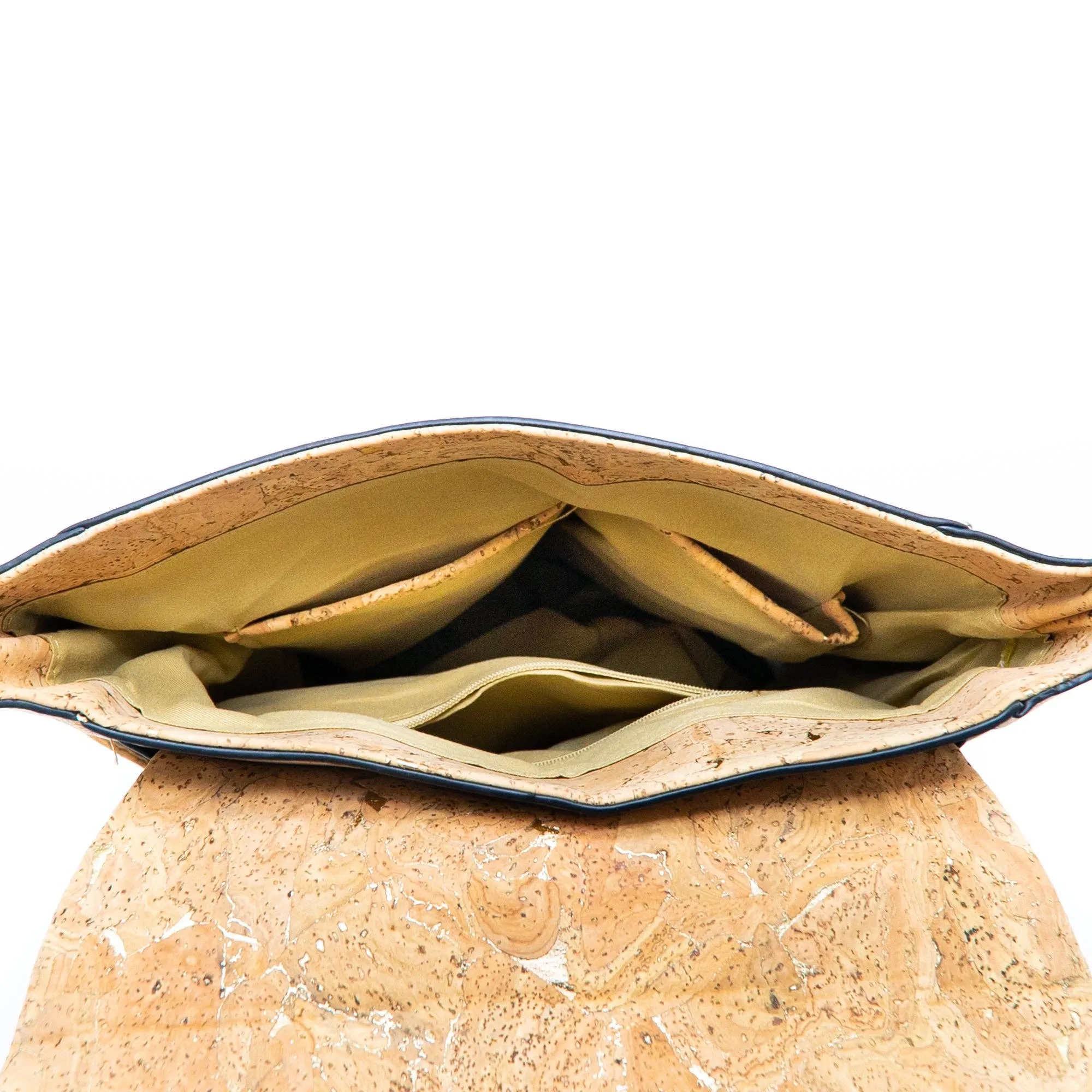 Cork Handbag | Gold Flap Bag-BAG-2090