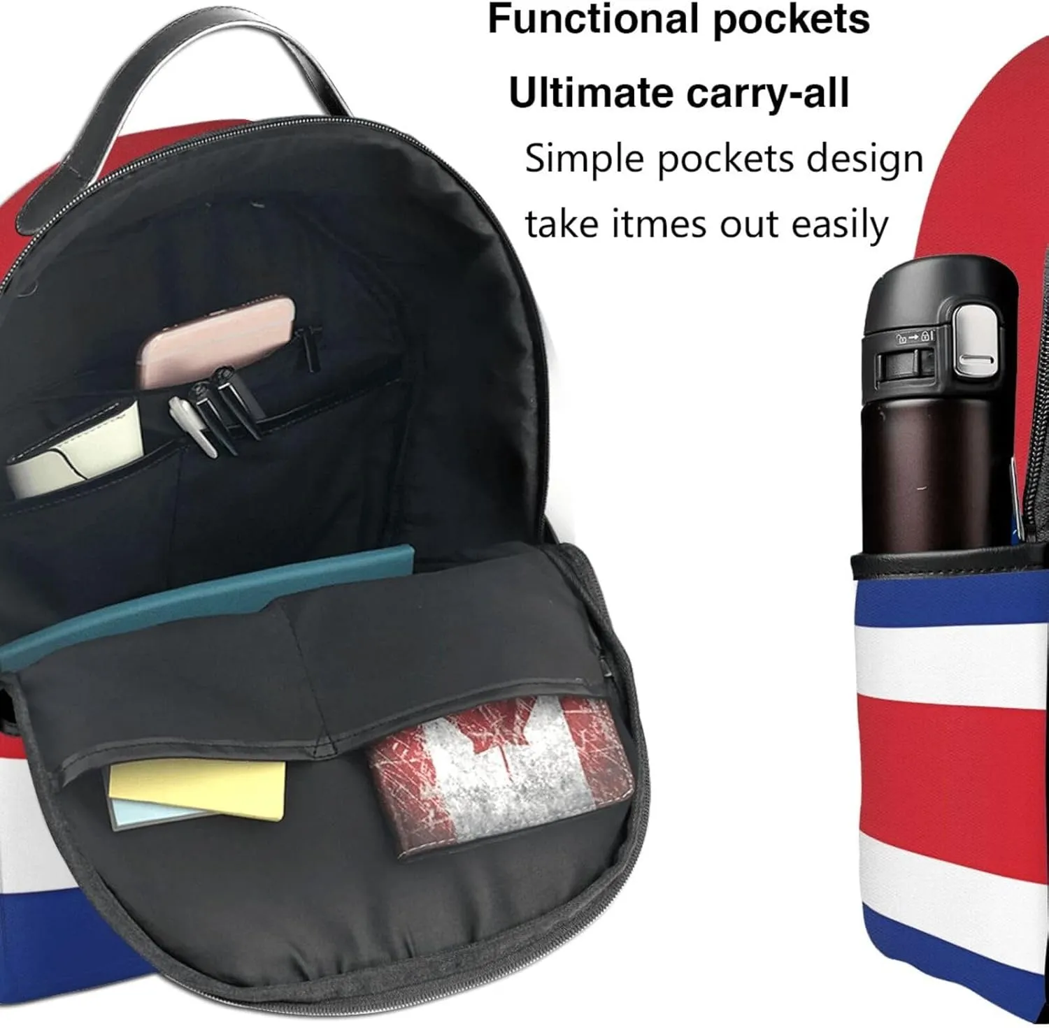 Costa Rican Flag Casual Backpacks Laptop Backpack Carry-on Daypack Sports Travel Rucksack Lightweight Working Bag for Outdoor Hiking Cycling Walking