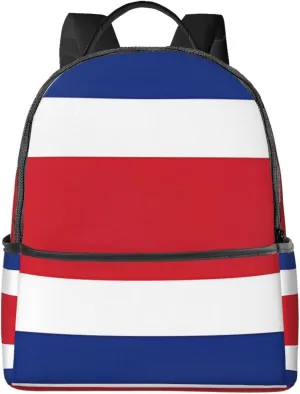 Costa Rican Flag Casual Backpacks Laptop Backpack Carry-on Daypack Sports Travel Rucksack Lightweight Working Bag for Outdoor Hiking Cycling Walking