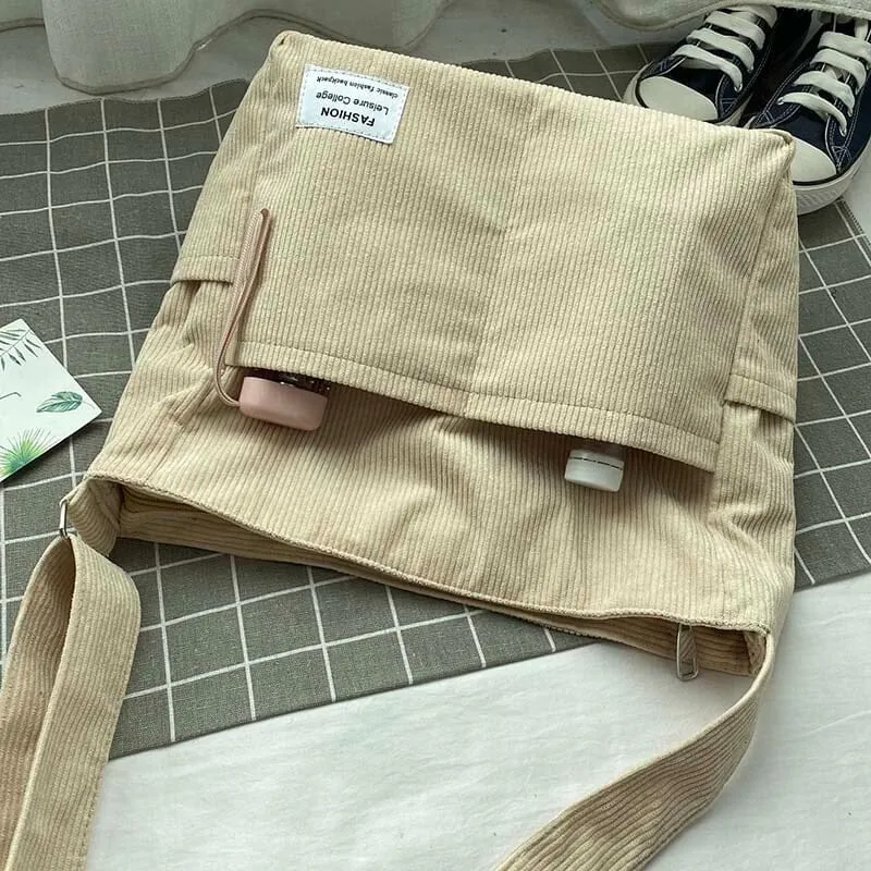Cozy Corduroy Carryall Messenger Bags