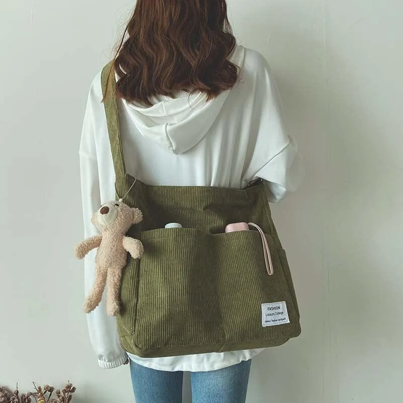 Cozy Corduroy Carryall Messenger Bags