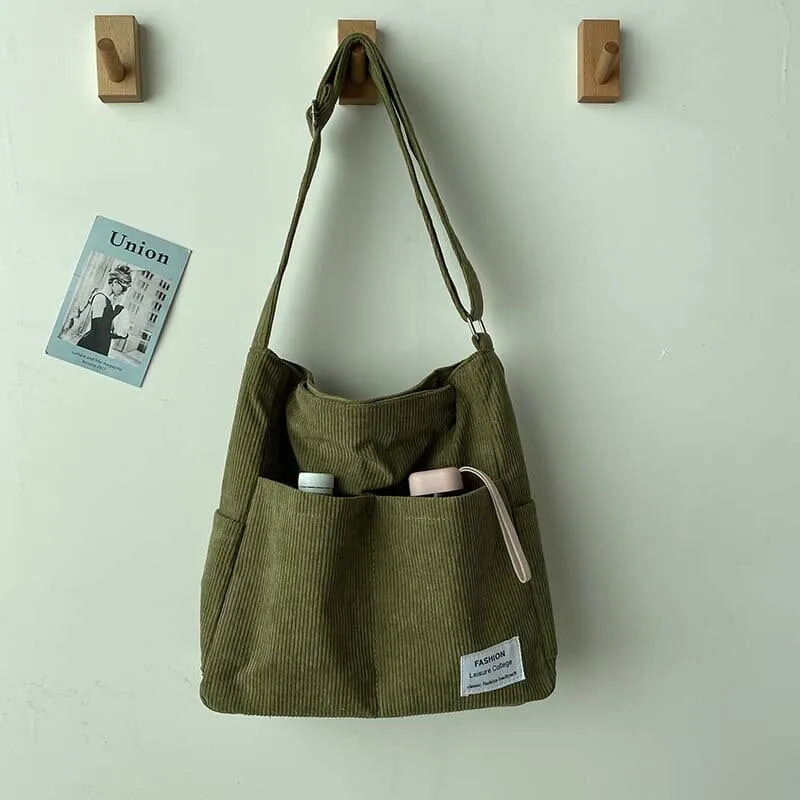Cozy Corduroy Carryall Messenger Bags