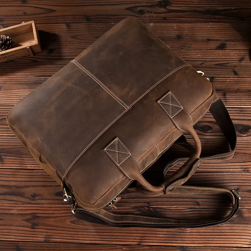 Crazy Horse Leather Men's Vintage Shoulder Bag