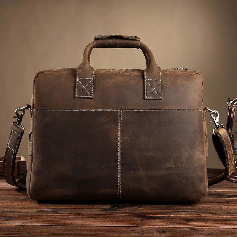 Crazy Horse Leather Men's Vintage Shoulder Bag