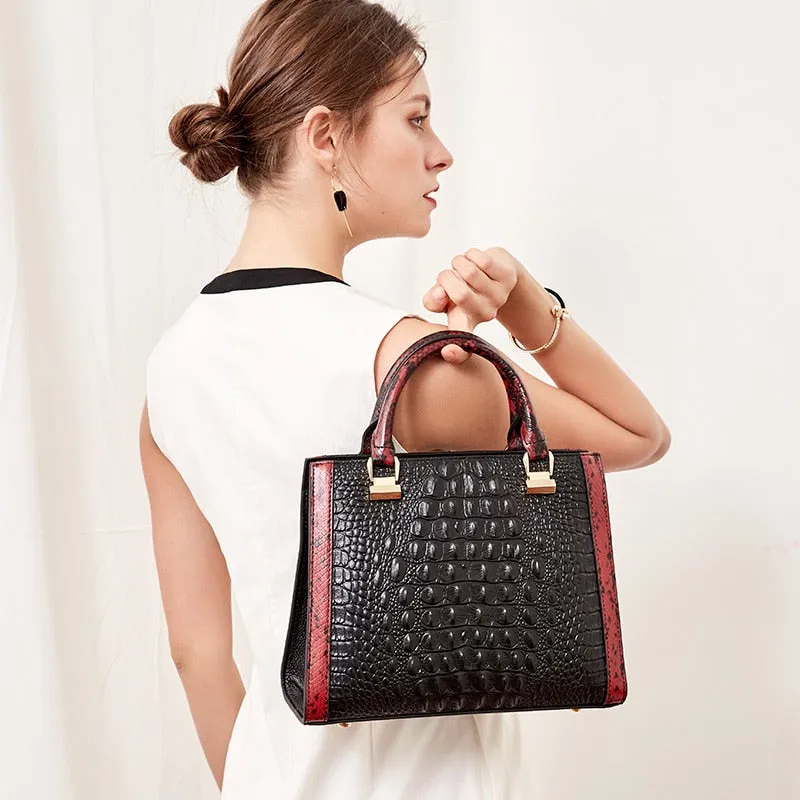 Crocodile Pattern leather Handbag