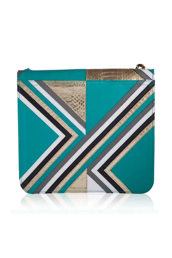 CROSS BODY SATCHEL BAG IN EMERALD LEATHER