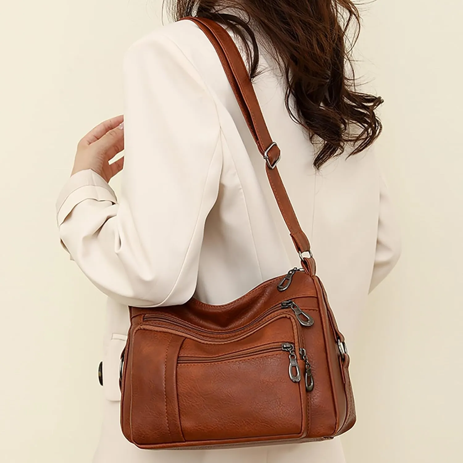 Crossbody Bag for Women Women Vintage Soft Leather Water Proof Fashionable Crossbody Bag Classic Lightweight