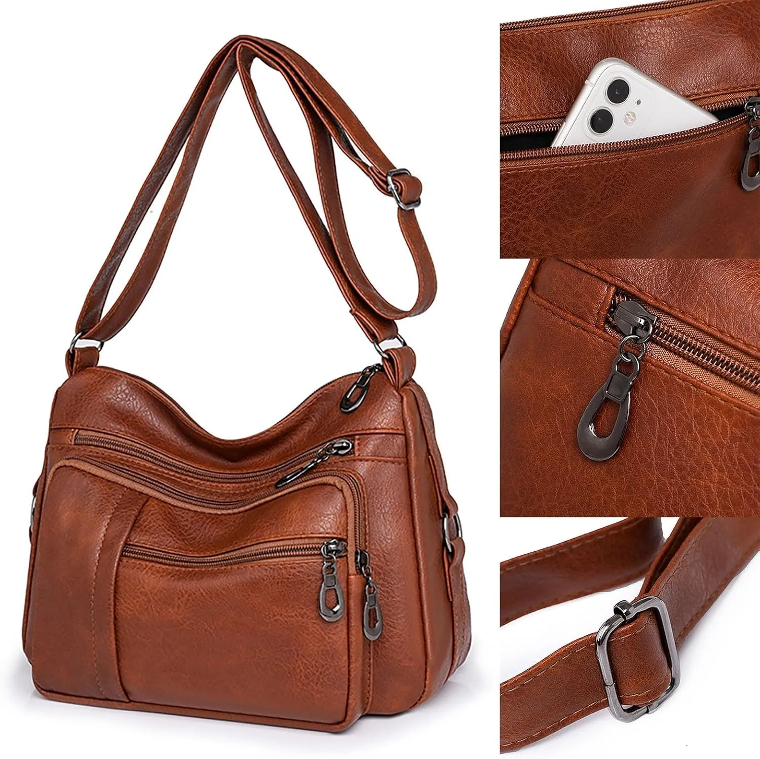 Crossbody Bag for Women Women Vintage Soft Leather Water Proof Fashionable Crossbody Bag Classic Lightweight