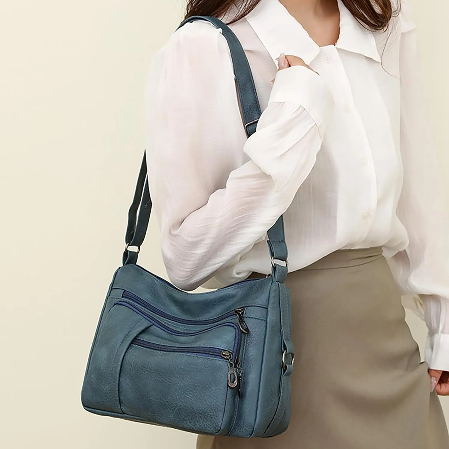 Crossbody Bag for Women Women Vintage Soft Leather Water Proof Fashionable Crossbody Bag Classic Lightweight