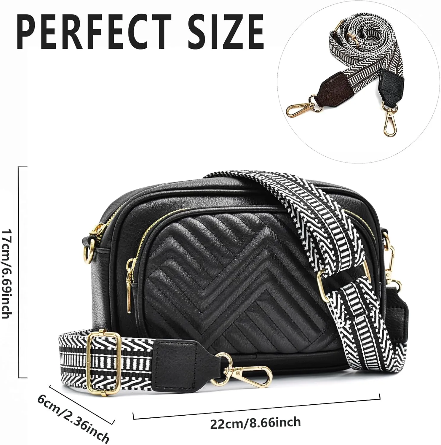 Crossbody Bags for Women Quilted Crossbody Purses Crossbody Bags Trendy Small Shoulder Bag with Wide Strap