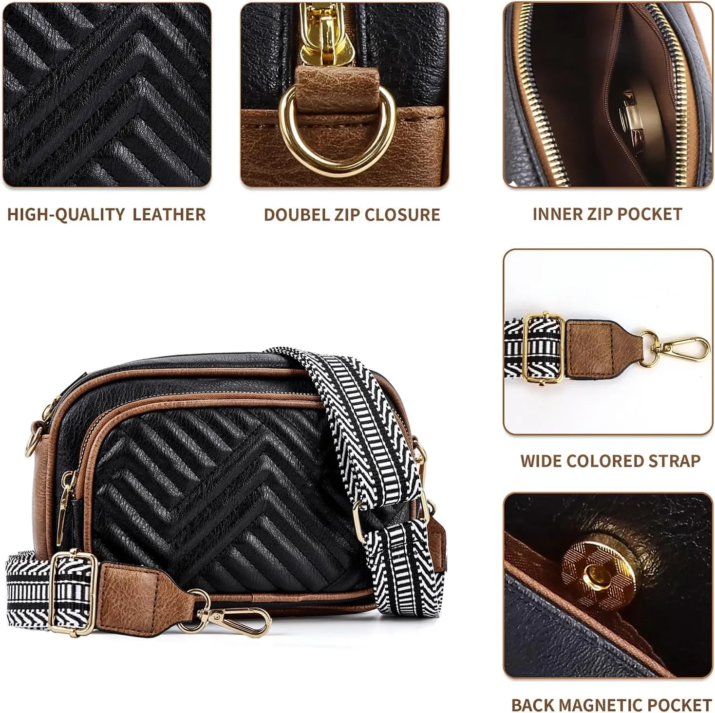 Crossbody Bags for Women Quilted Crossbody Purses Crossbody Bags Trendy Small Shoulder Bag with Wide Strap
