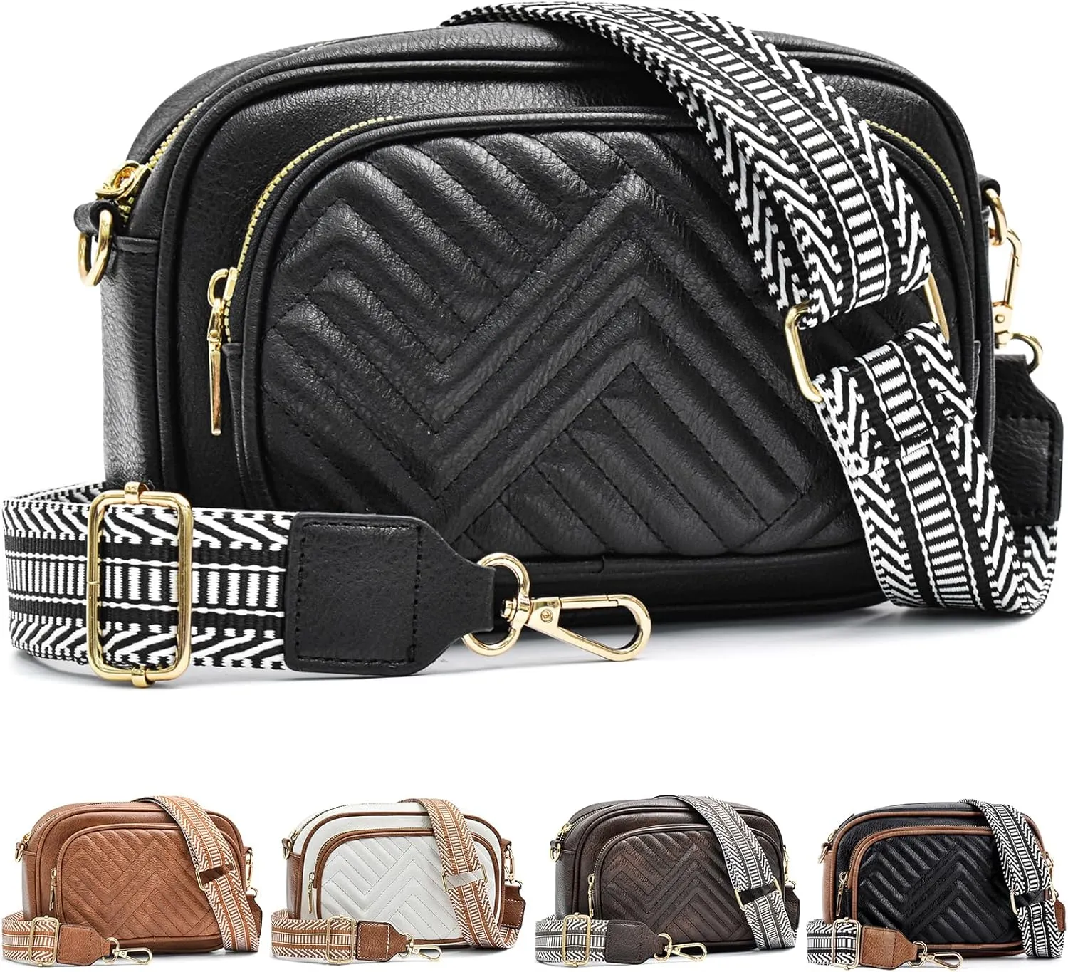 Crossbody Bags for Women Quilted Crossbody Purses Crossbody Bags Trendy Small Shoulder Bag with Wide Strap