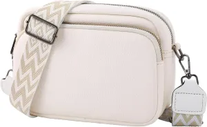 Crossbody Purse for Women with Adjustable Wide Guitar Strap, Small Vegan Leather Cross Body Camera Shoulder Bags