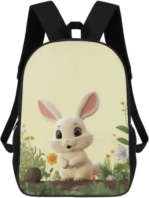 Cute Bunny Business Laptop Backpack for Women Men 17 Inch Carry on Backpack Waterproof Black Bookbag Fashion Lightweight Backpacks for Travel Hiking Camping Casual Daypack Backpacks
