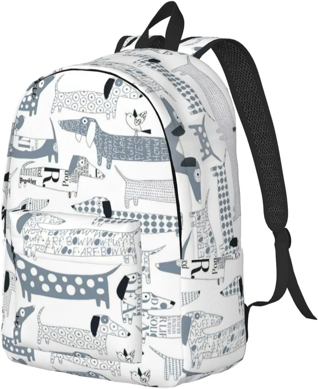 Cute Dachshund Dog Print Canvas Backpack Women,Mens Travel Casual Daypack Bookbag For Laptop Work Travel Hiking