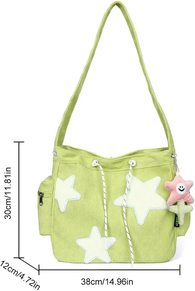 Cute Kawaii Messenger Bag Canvas Crossbody Bag Aesthetic Shoulder Bag for Women Men Flap Messenger Bag