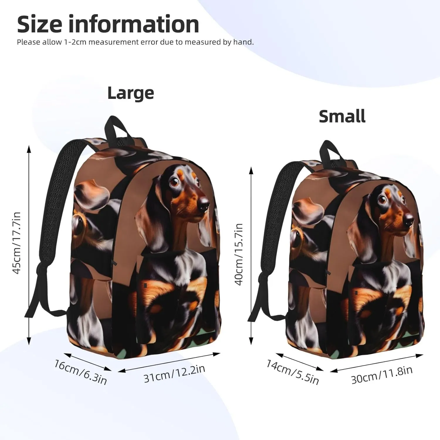 Dachshund Weiner Dog Print Canvas Backpack Women,Mens Travel Casual Daypack Bookbag For Laptop Work Travel Hiking