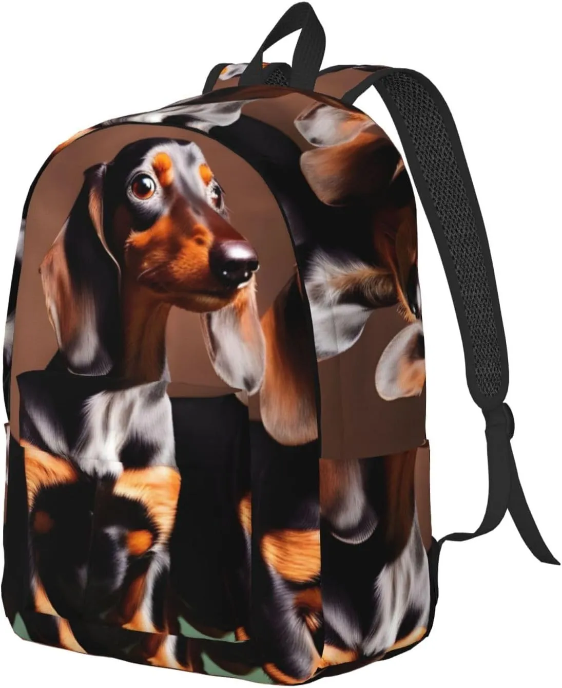 Dachshund Weiner Dog Print Canvas Backpack Women,Mens Travel Casual Daypack Bookbag For Laptop Work Travel Hiking