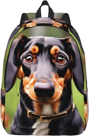 Dachshund Weiner Pet Dogs Print Canvas Backpack Women,Mens Travel Casual Daypack Bookbag For Laptop Work Travel Hiking