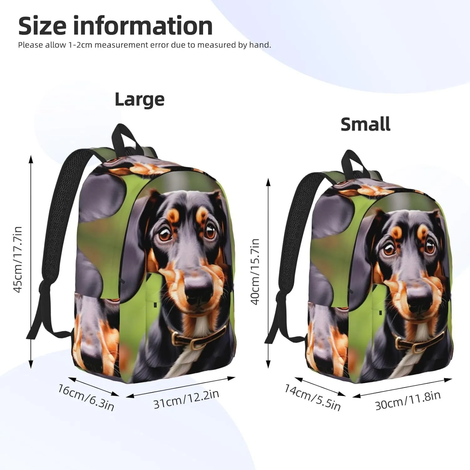 Dachshund Weiner Pet Dogs Print Canvas Backpack Women,Mens Travel Casual Daypack Bookbag For Laptop Work Travel Hiking