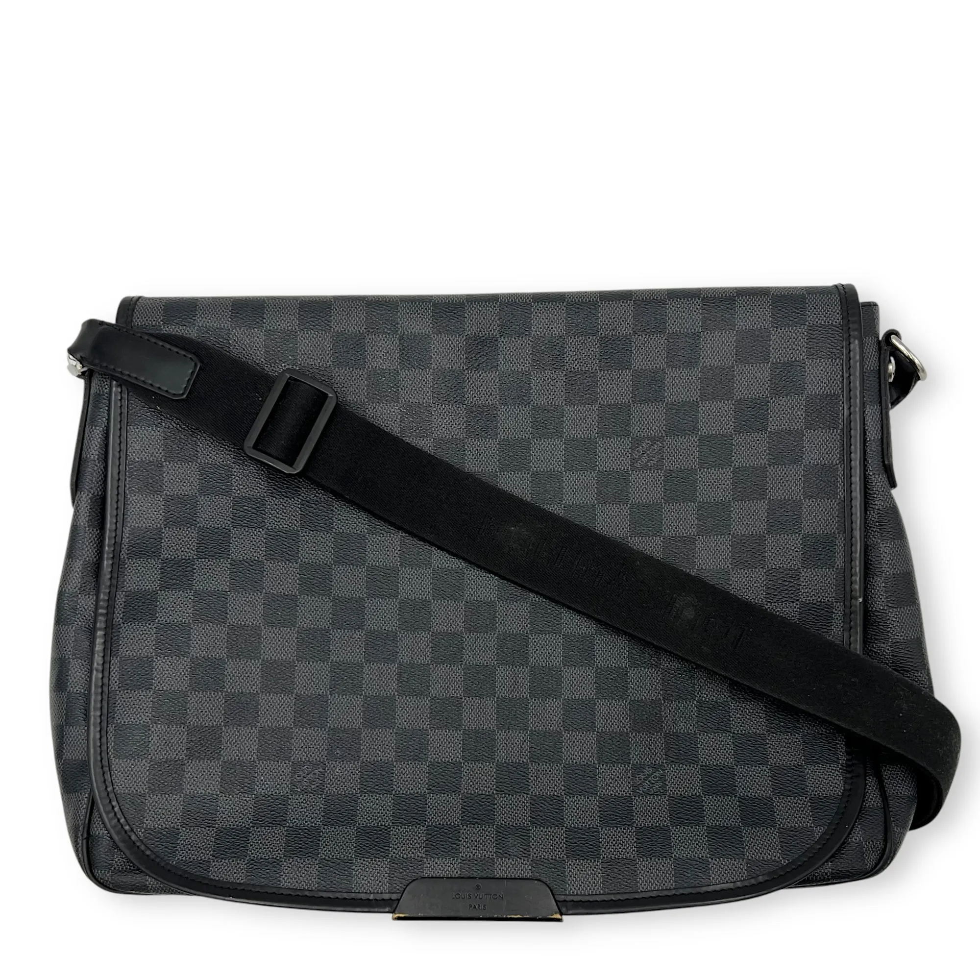 Daniel Graphite Messenger in Coated Canvas, Silver hardware