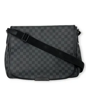 Daniel Graphite Messenger in Coated Canvas, Silver hardware