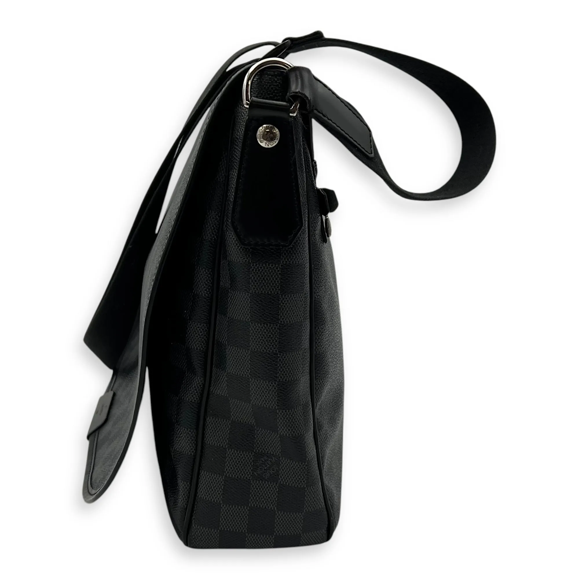 Daniel Graphite Messenger in Coated Canvas, Silver hardware