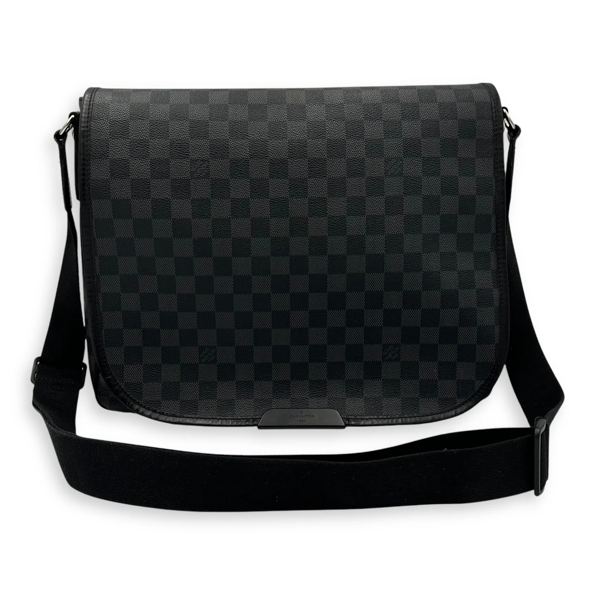 Daniel Messenger MM Graphite in Coated Canvas, Silver hardware