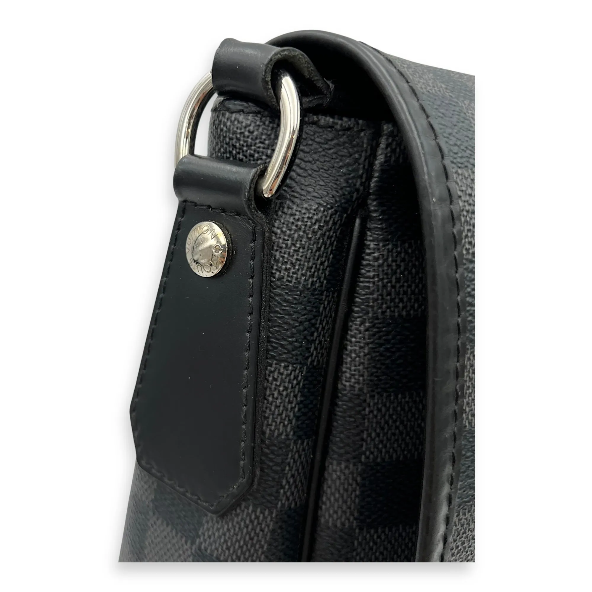 Daniel Messenger MM Graphite in Coated Canvas, Silver hardware