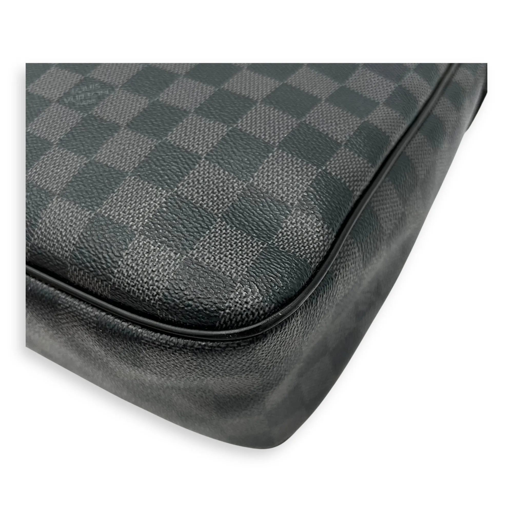Daniel Messenger MM Graphite in Coated Canvas, Silver hardware