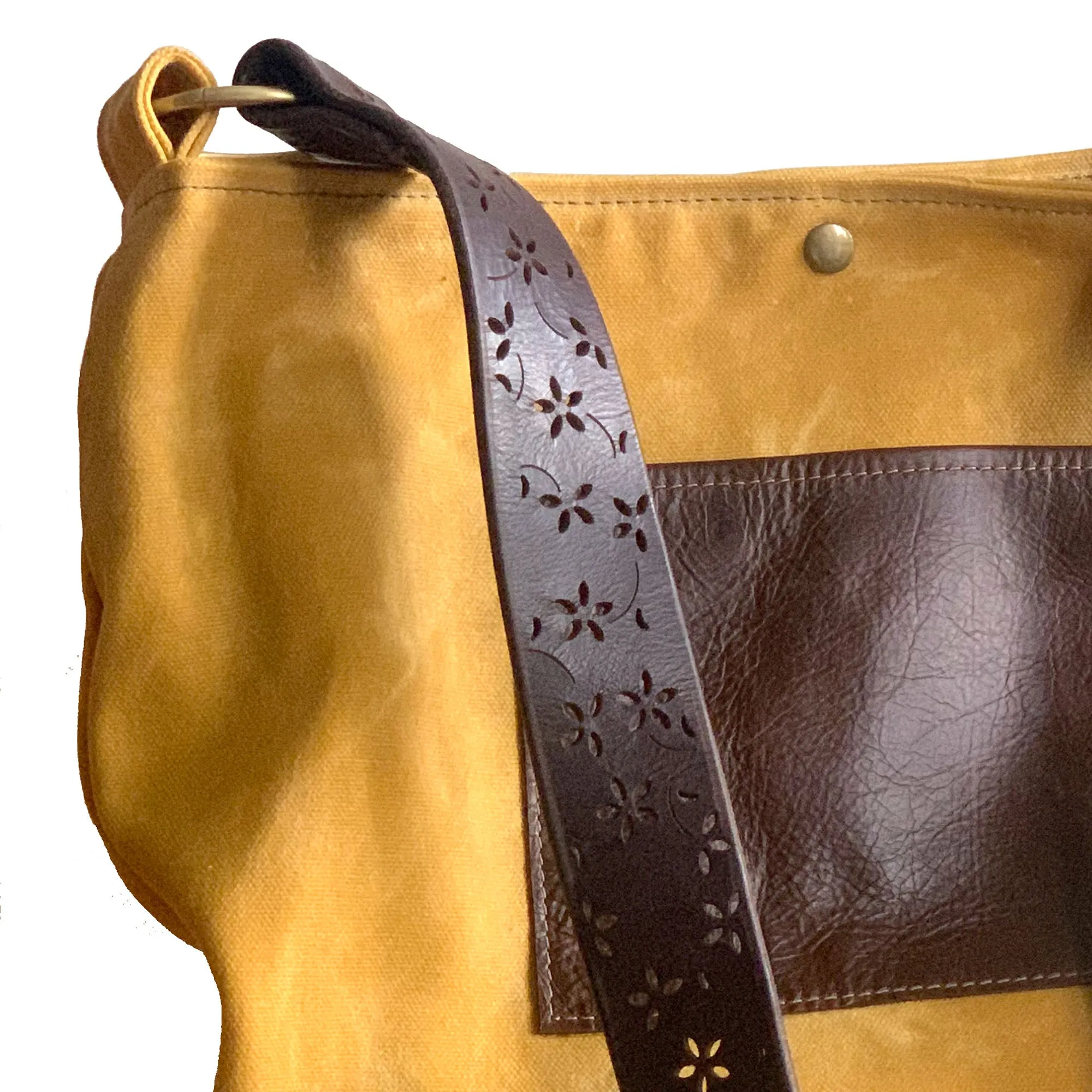 Daytona Waxed Canvas Hobo Bag with Recycled Leather Belt Strap, Boho Bag