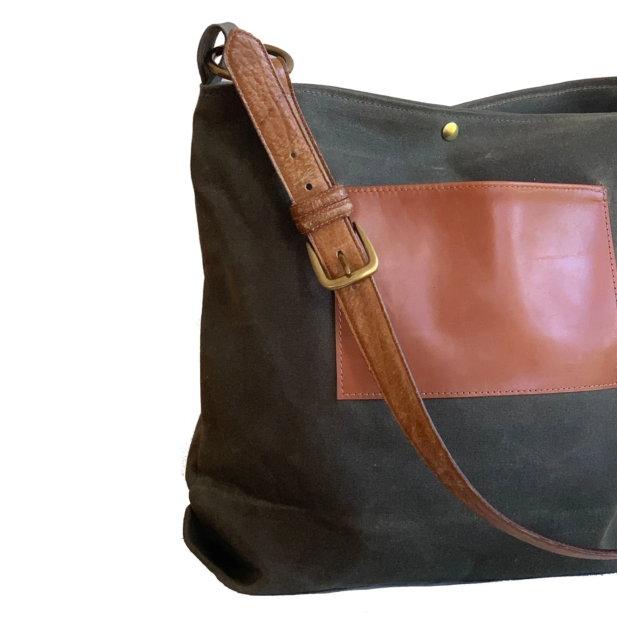 Daytona Waxed Canvas Hobo Bag with Recycled Leather Belt Strap, Boho Bag