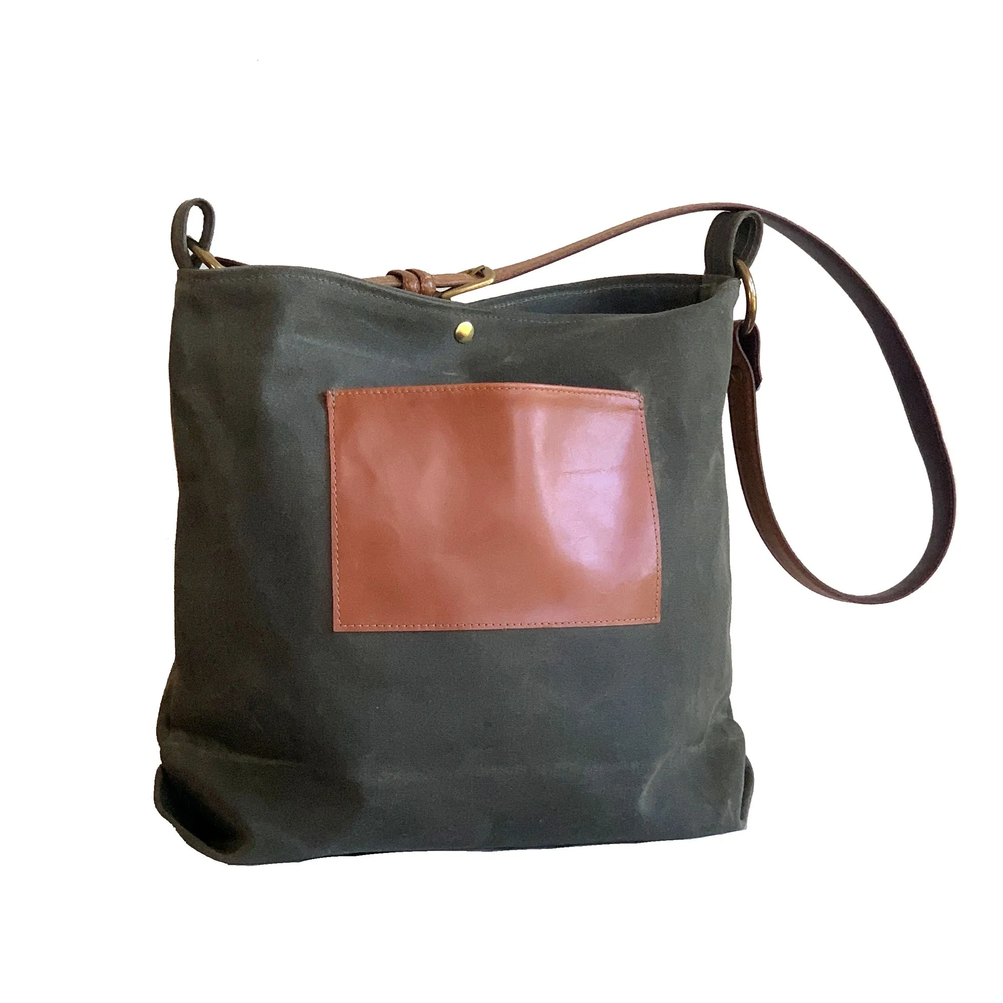 Daytona Waxed Canvas Hobo Bag with Recycled Leather Belt Strap, Boho Bag