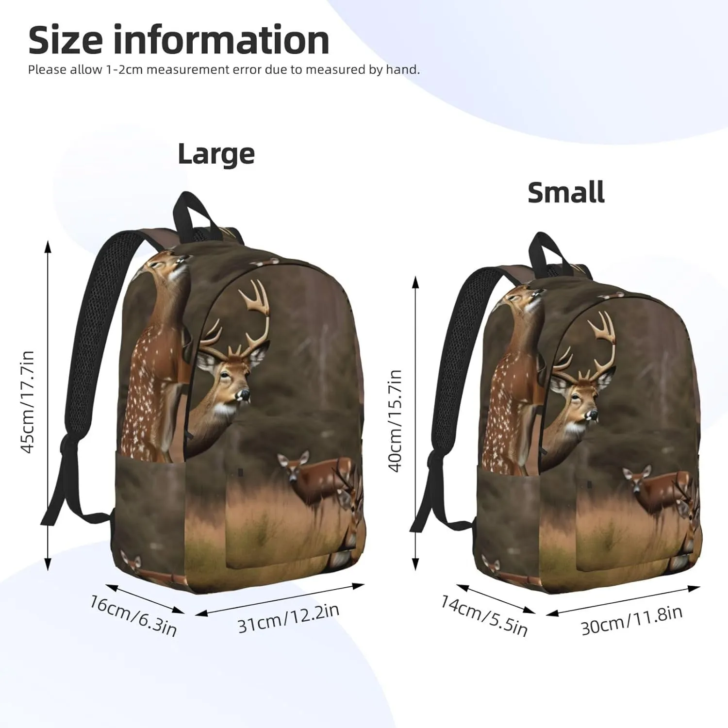 Deer Hunting Print Canvas Backpack Women,Mens Travel Casual Daypack Bookbag For Laptop Work Travel Hiking
