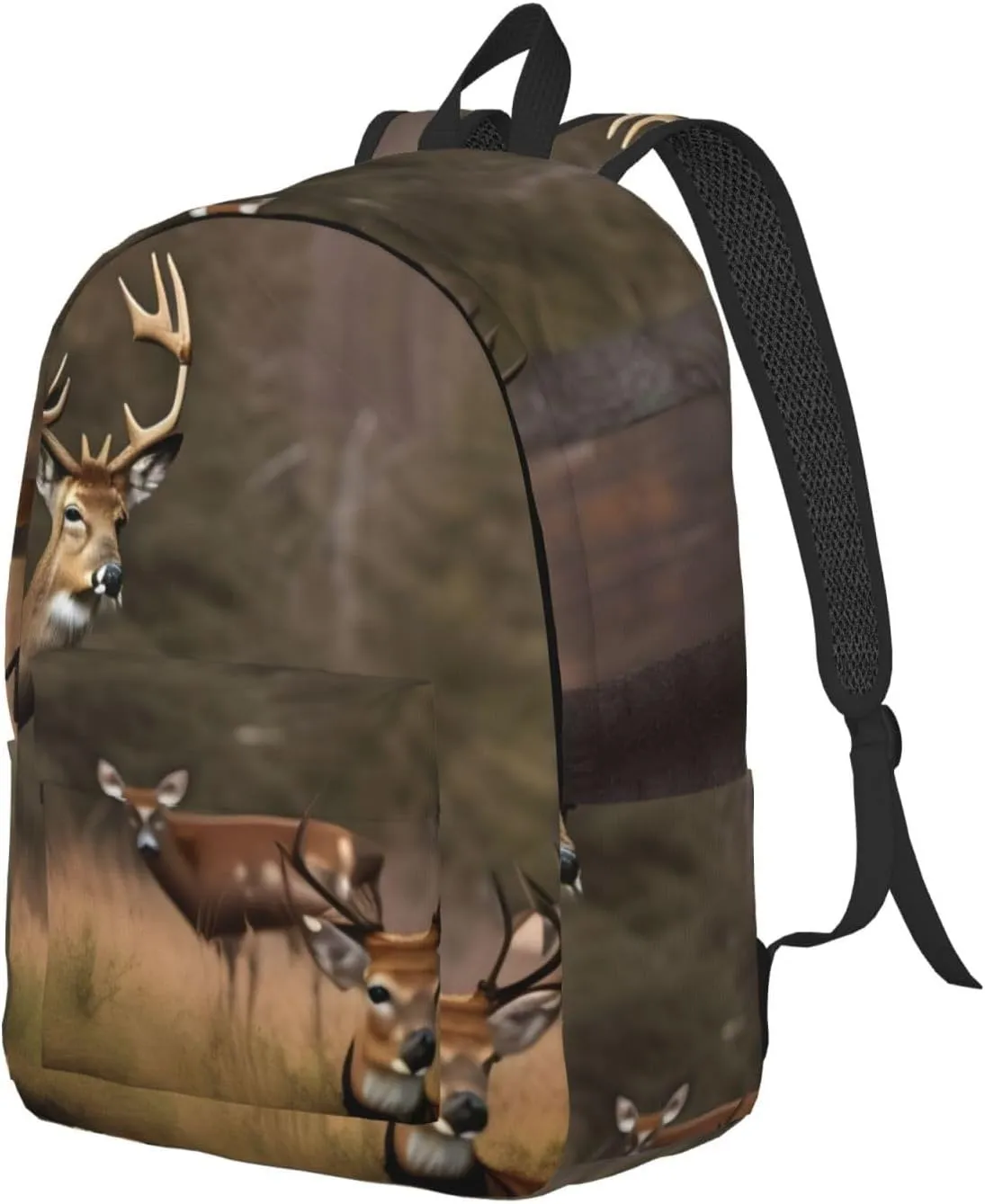 Deer Hunting Print Canvas Backpack Women,Mens Travel Casual Daypack Bookbag For Laptop Work Travel Hiking
