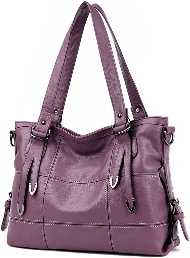 DEERWORD Women's Handbag, Elegant Bag, Handbag, Vintage PU Leather, 5369, 1-Piece Set, Black-red, M