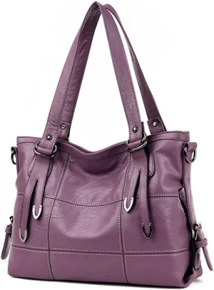 DEERWORD Women's Handbag, Elegant Bag, Handbag, Vintage PU Leather, 5369, 1-Piece Set, Black-red, M